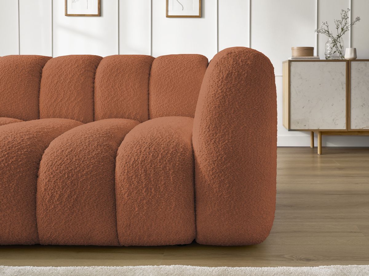 Bobochic Talia Ecksofa Bouclé-Stoff Orange Ecke links
