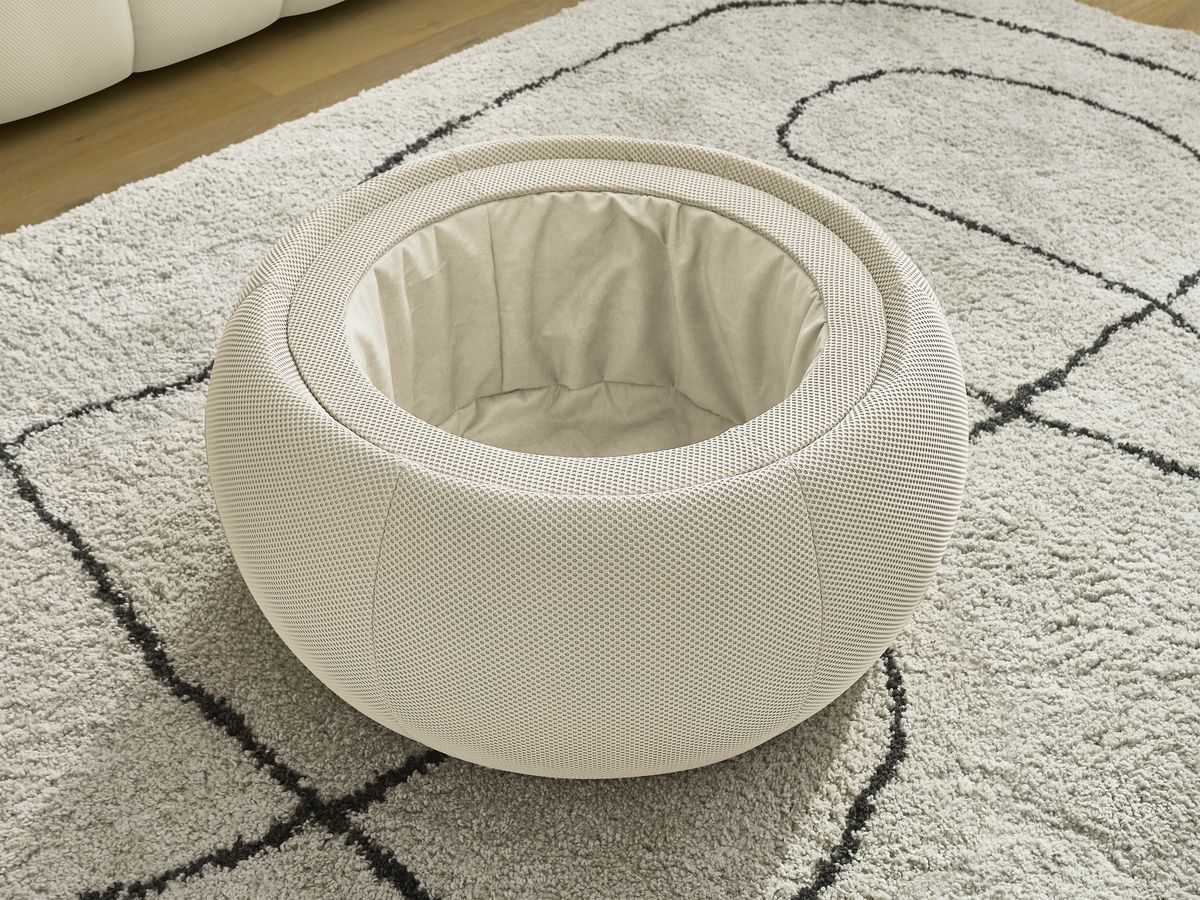 Bobochic Hayden Sofa 2-Sitzer mit Pouf Mesh-Stoff Beige