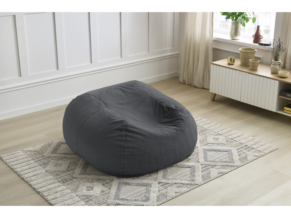 Bobochic Meribel Pouf Kunstfell Dunkelgrau