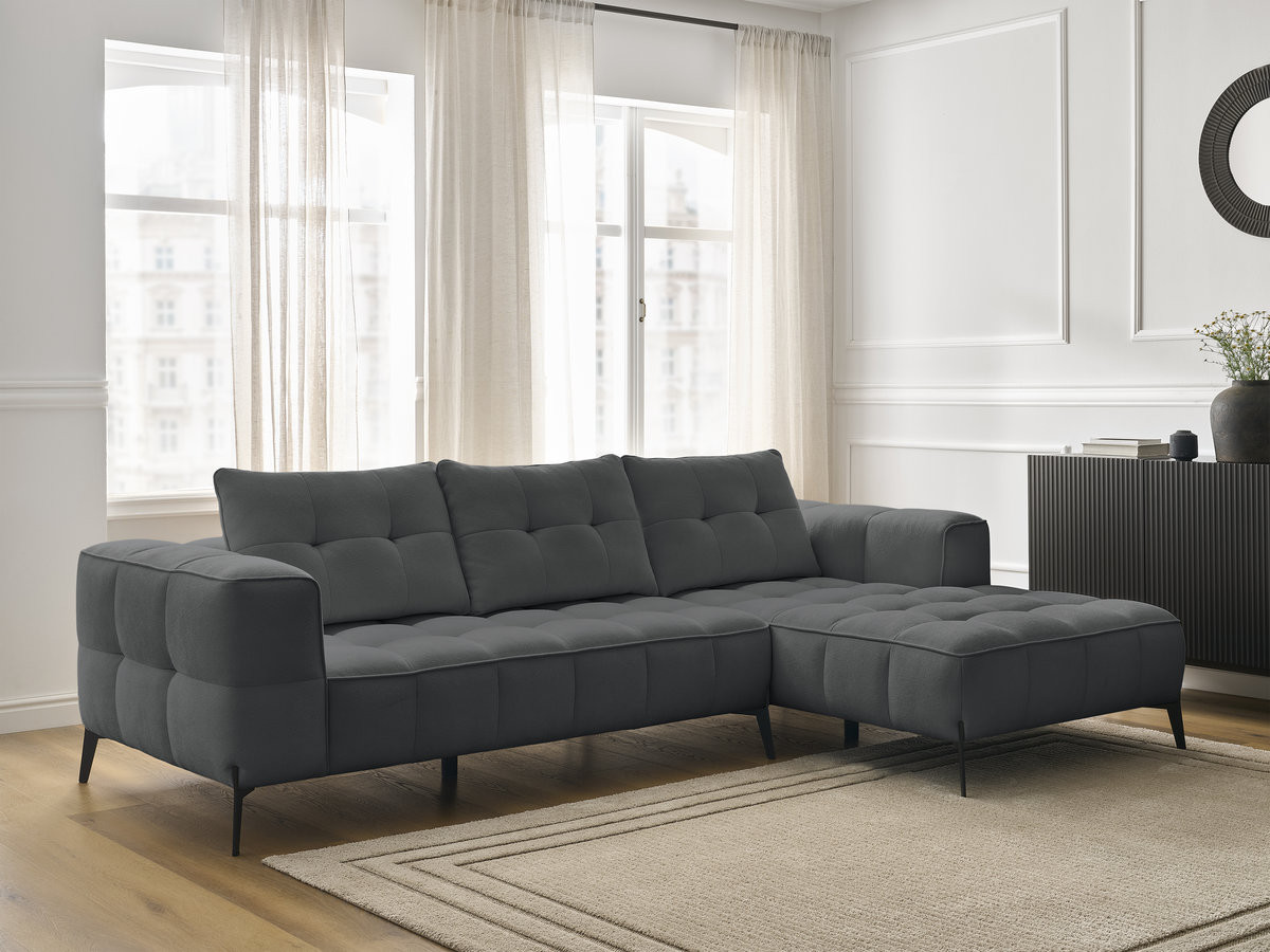 Bobochic Anis Ecksofa Strukturstoff Dunkelgrau Ecke rechts
