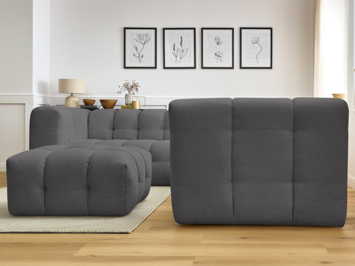Bobochic Cloud Ecksofa mit Pouf 268 × 110 cm Stoff Dunkelgrau