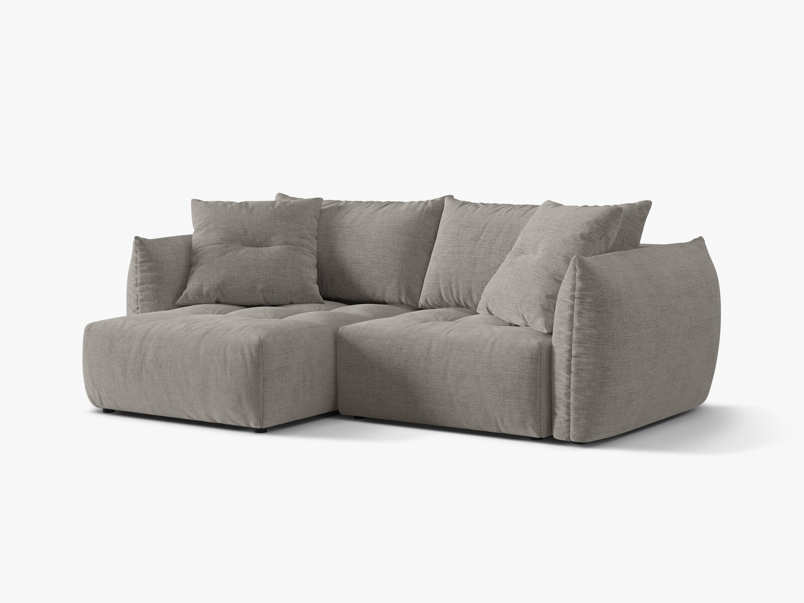 Micadoni Bloom Ecksofa 3-Sitzer mit Schlaffunktion Links Strukturierter Stoff Wind Hellgrau
