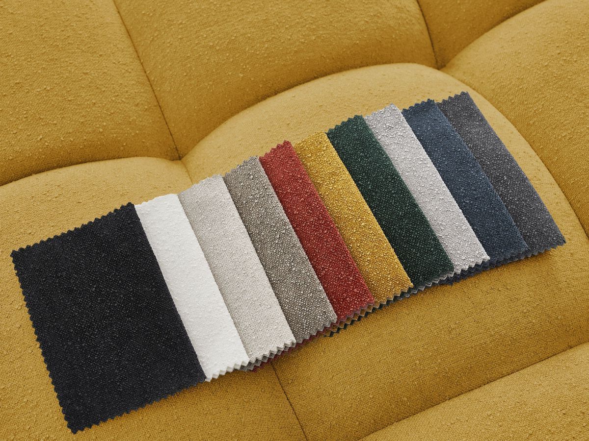 Bobochic Everest Wohnlandschaft mit Pouf, 6 Kissen Strukturstoff Gelb Ecke rechts