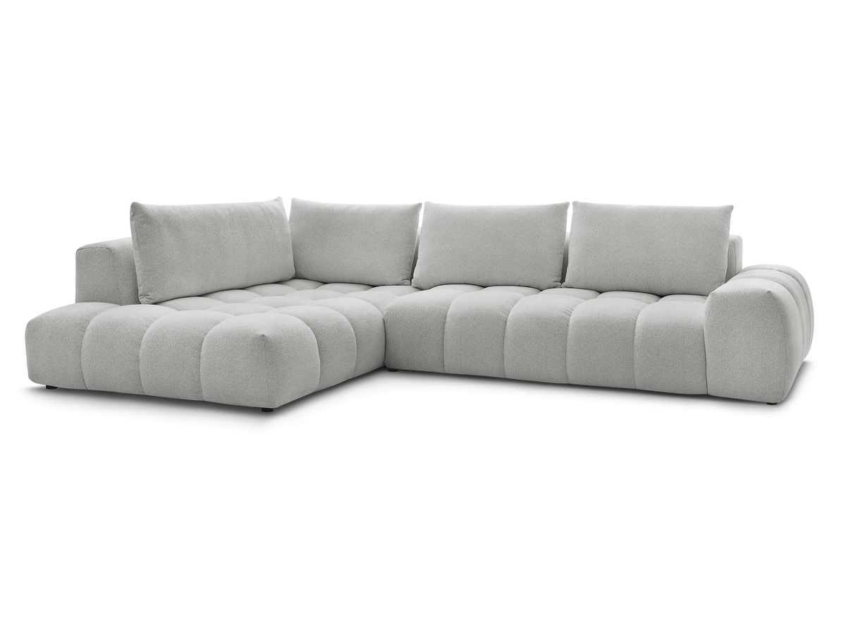 Bobochic Everest Ecksofa, 4 Kissen Melange-Stoff Hellgrau Ecke links