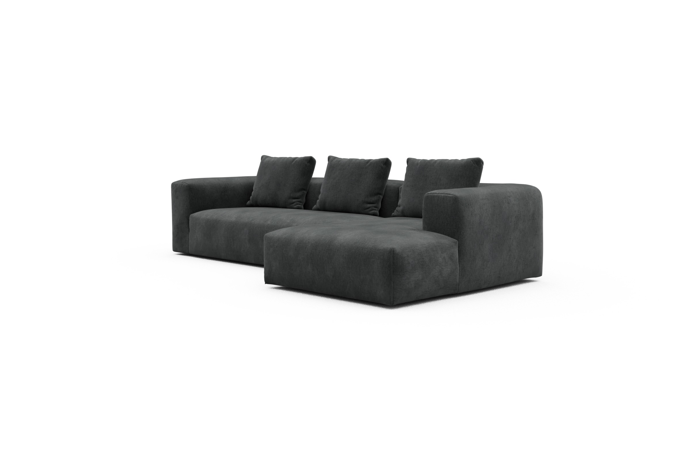 Ecksofa Fred Chaiselongue rechts mit 2,5-Sitzer Smooth-Deep-Warm-Grey