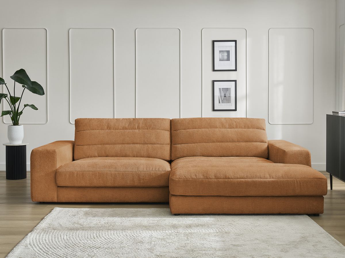 Bobochic Sierra Ecksofa Strukturstoff Orange Ecke rechts