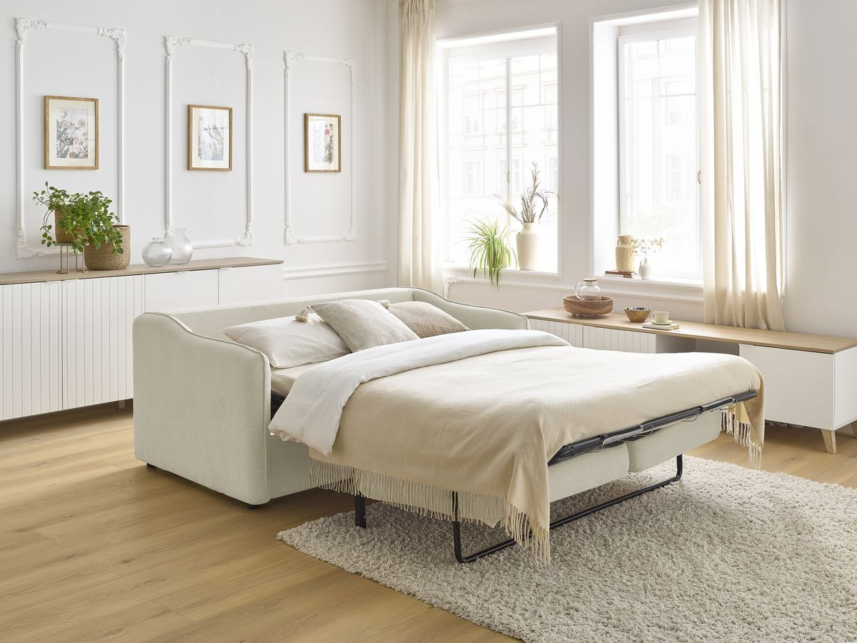 Bobochic Lenny Schlafsofa 3-Sitzer Stoff Beige