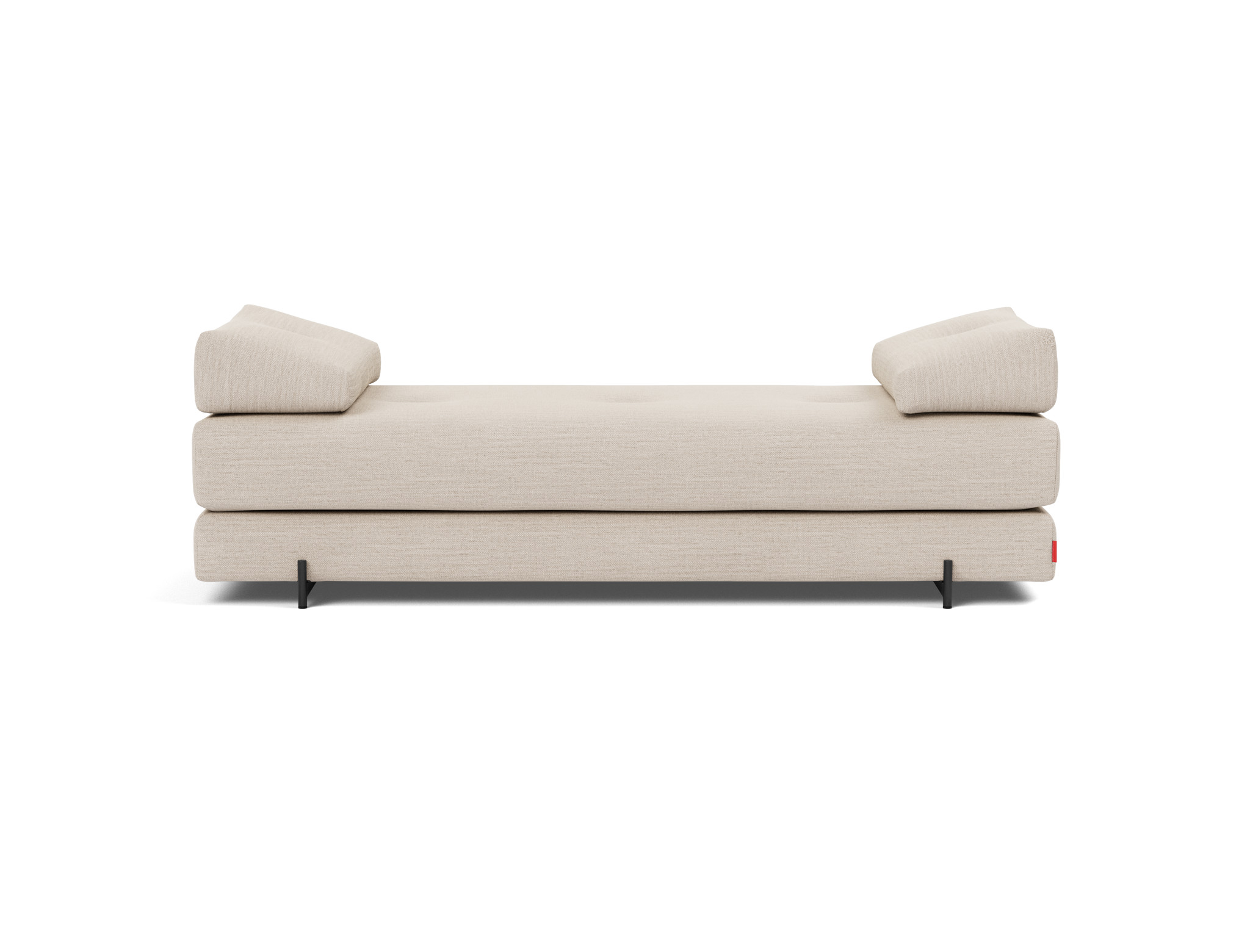Tagesbett Sigmund Webstoff Blida 612-Sand-Grey Beine Indu schwarz