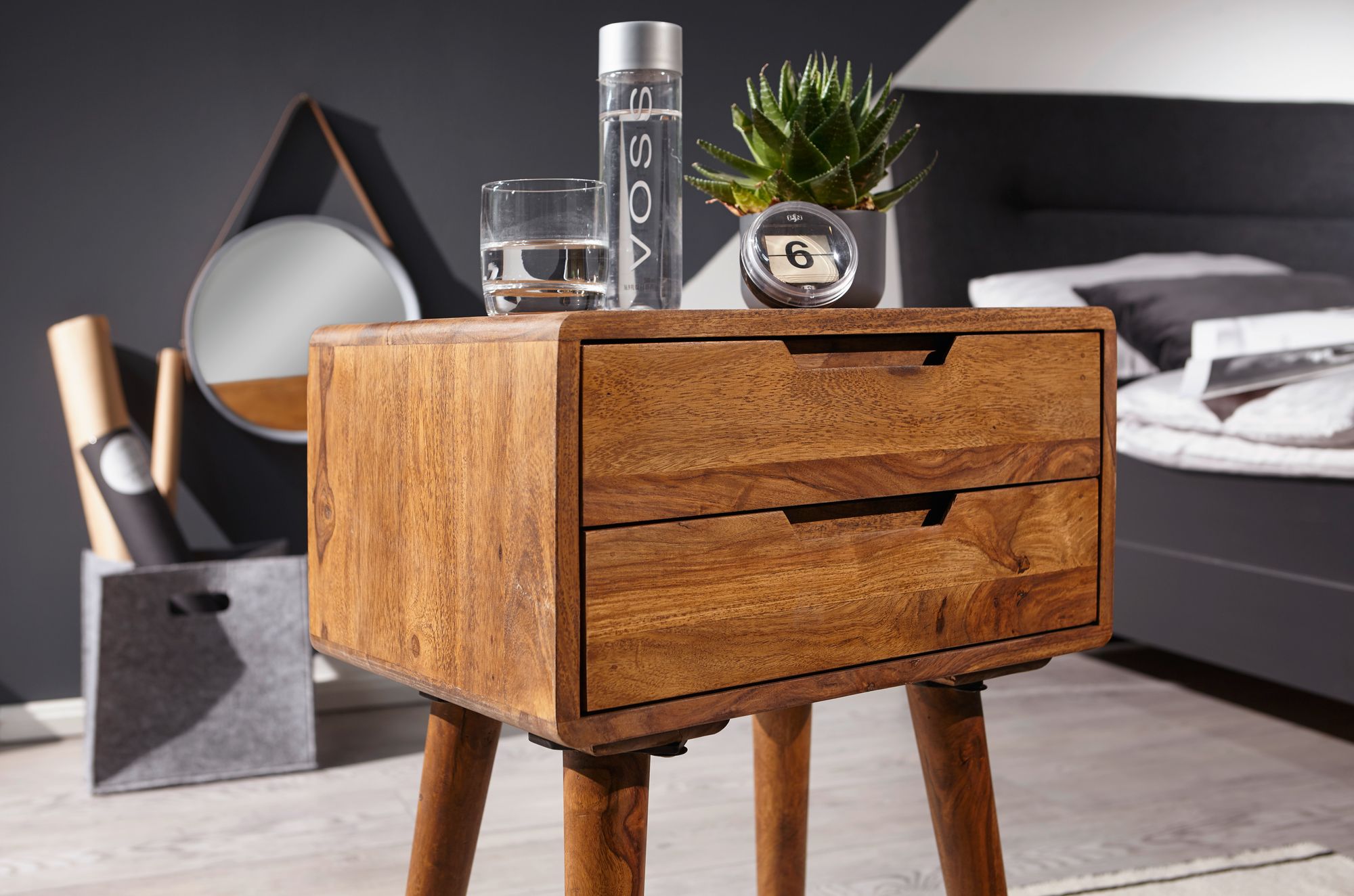 Nachttisch Bindslev Massivholz Braun 47 × 36 × 66 cm