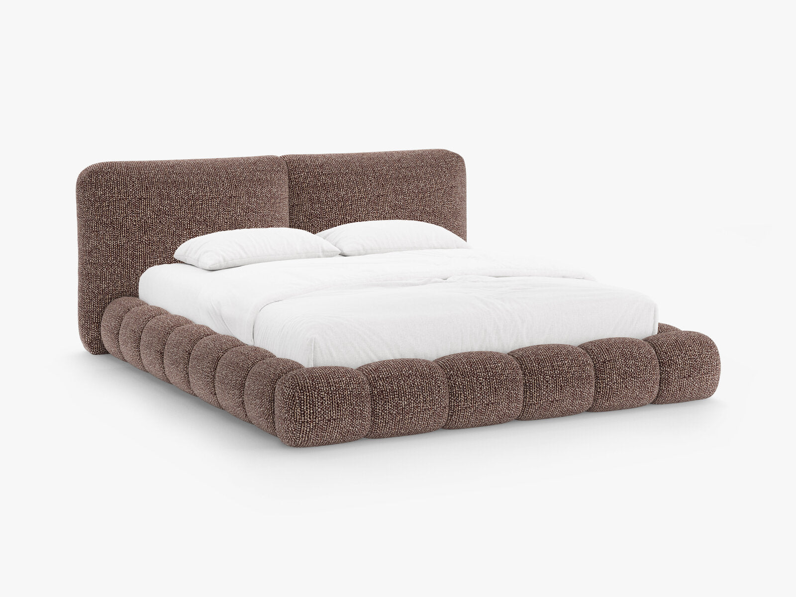 Micadoni Stauraumbett mit Kopfteil Solange Chenille Silencio Braun 140x200