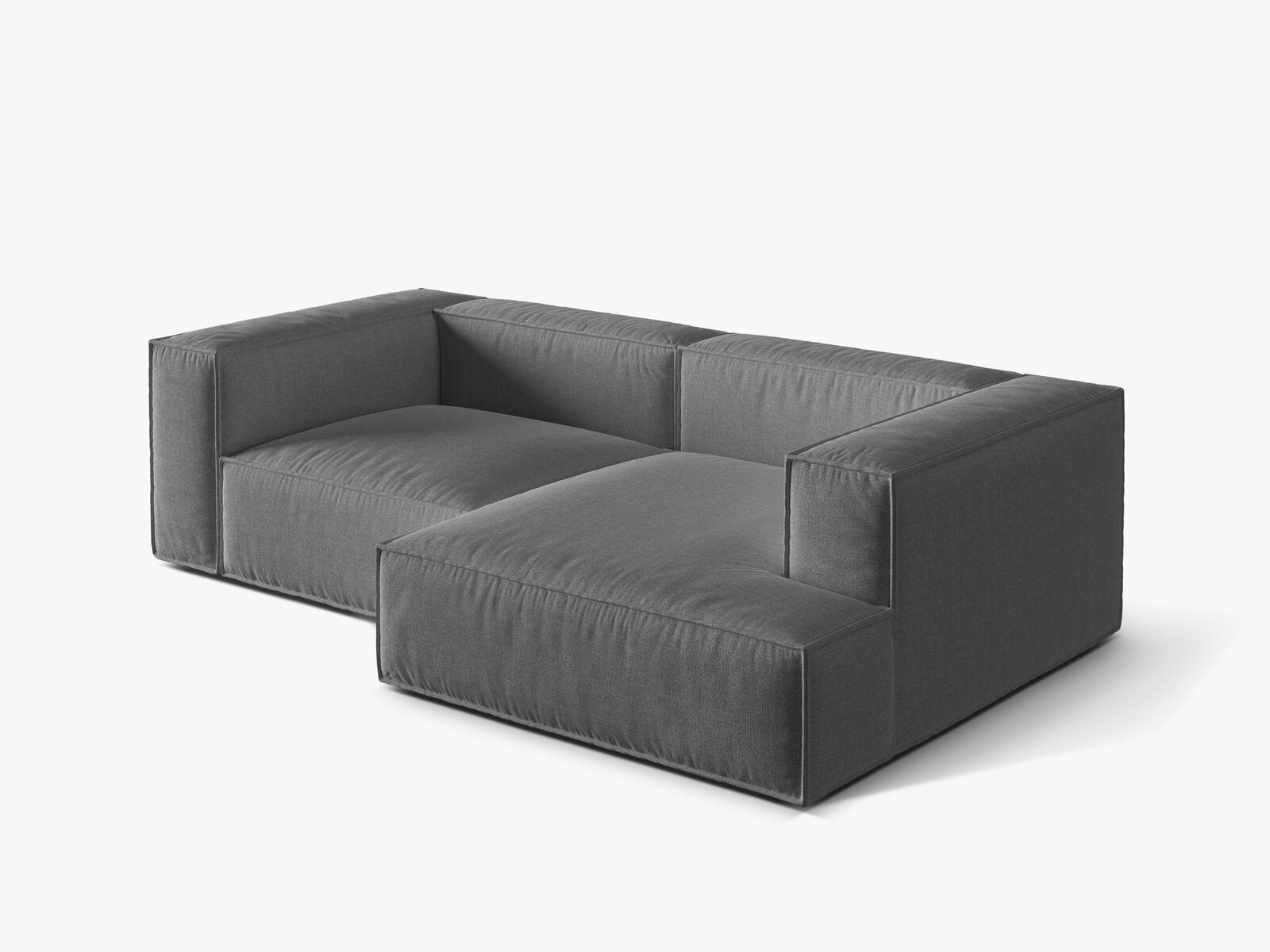 Micadoni Ecksofa Nuria 3-Sitzer Rechts Strukturierter Stoff Grau