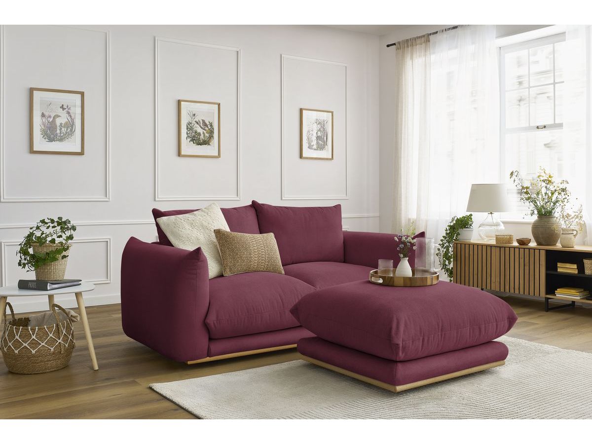 Bobochic Ernest Sofa 3-Sitzer mit Pouf 193 × 106 cm Stoff Rot