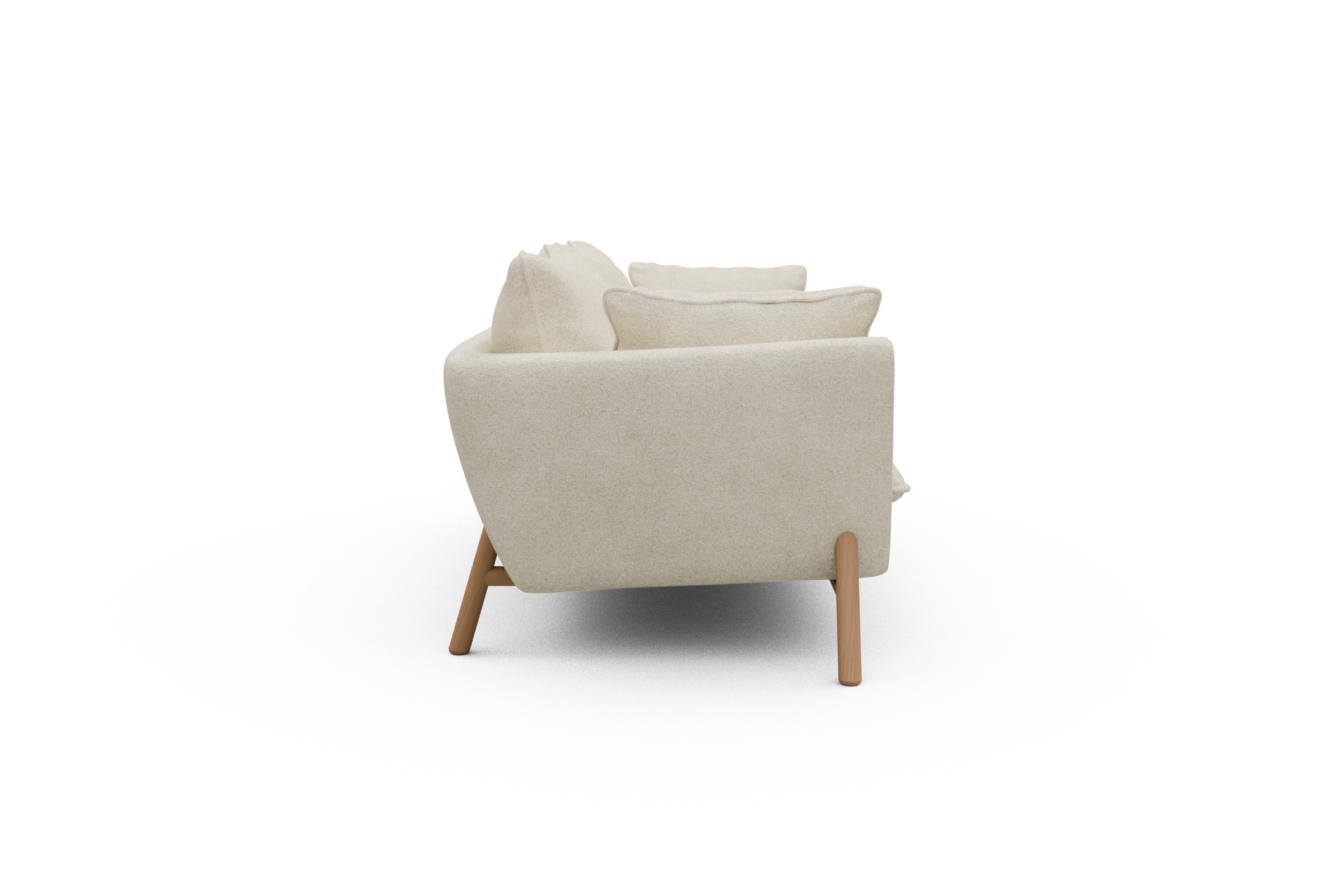 Sofa Emil PREMIUM 3-Sitzer Beinfarbe Eiche Natur Boucle-Off-White