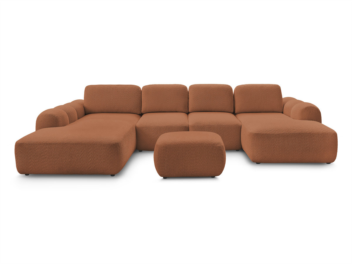 Bobochic Montaigne Wohnlandschaft mit Pouf Bouclé-Stoff Orange Ecke rechts