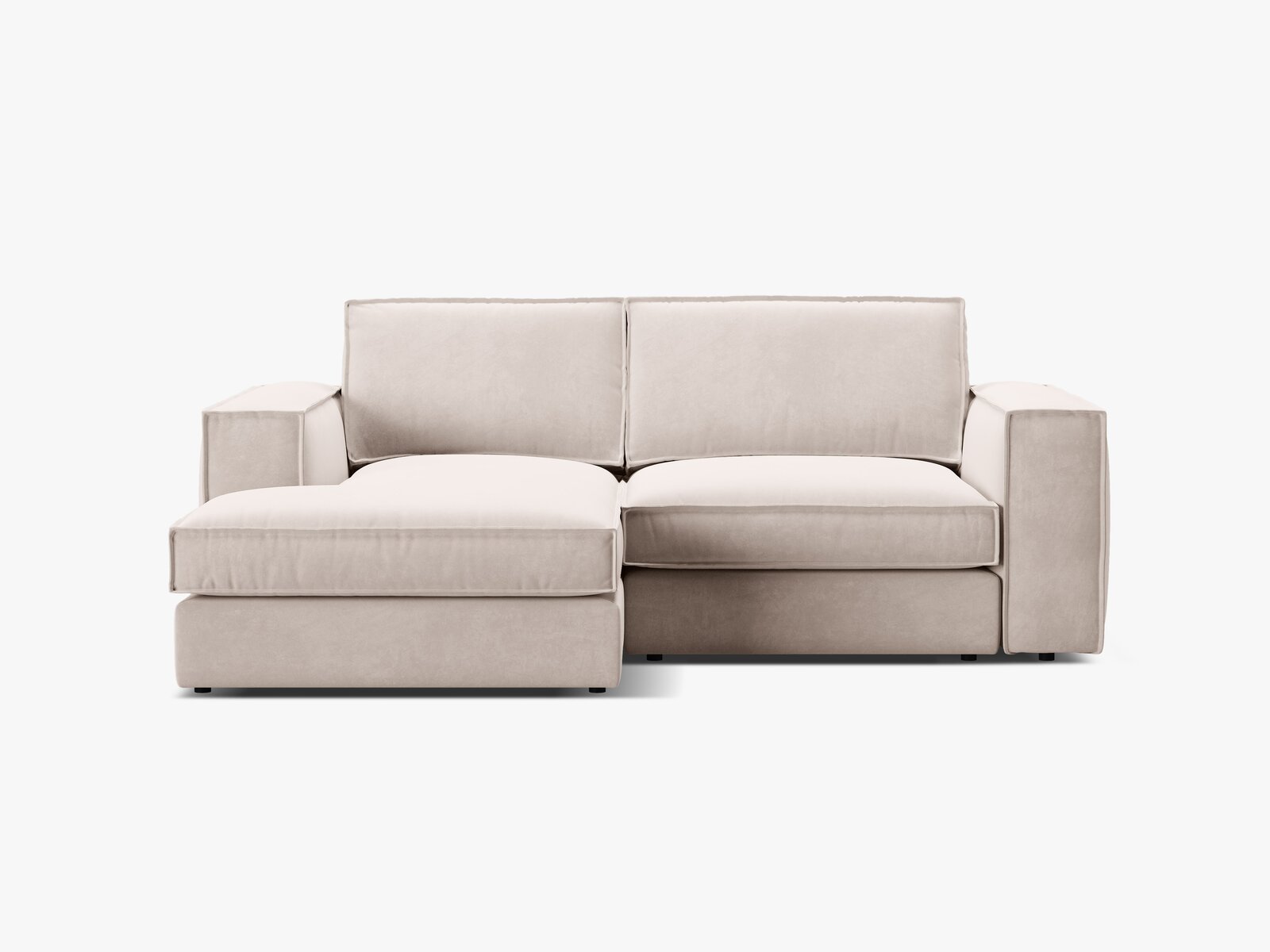 Micadoni modulares Ecksofa Pola 2-Sitzer kleine Version Links Samt Salvador Beige