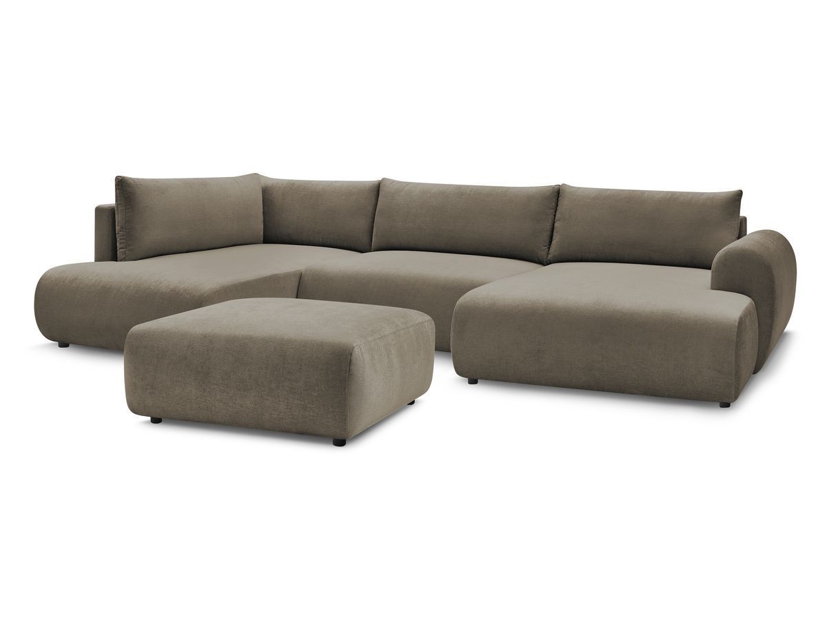 Bobochic Lucien Wohnlandschaft mit Pouf Stoff Taupe Ecke rechts