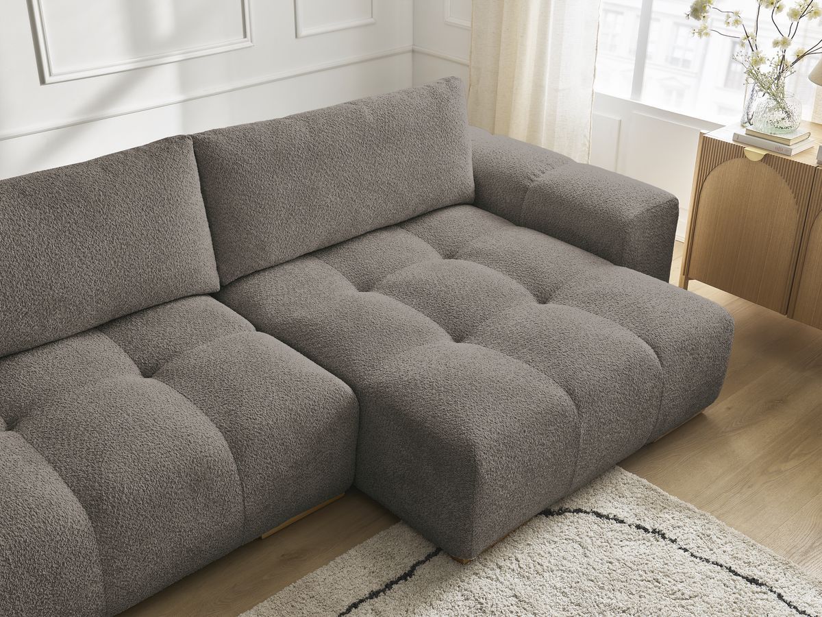 Bobochic Anakin Wohnlandschaft, 3 Kissen Bouclé-Stoff Braun