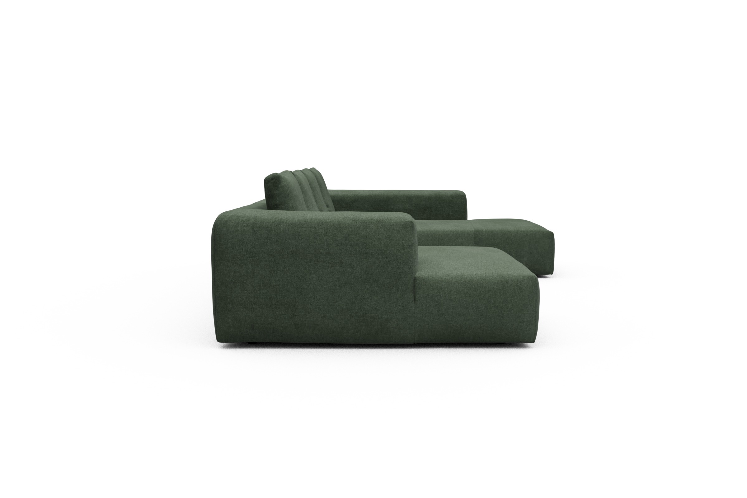 Wohnlandschaft Fred Relax-Ecke rechts mit 2-Sitzer und Chaiselongue links Casone-Forest-Green