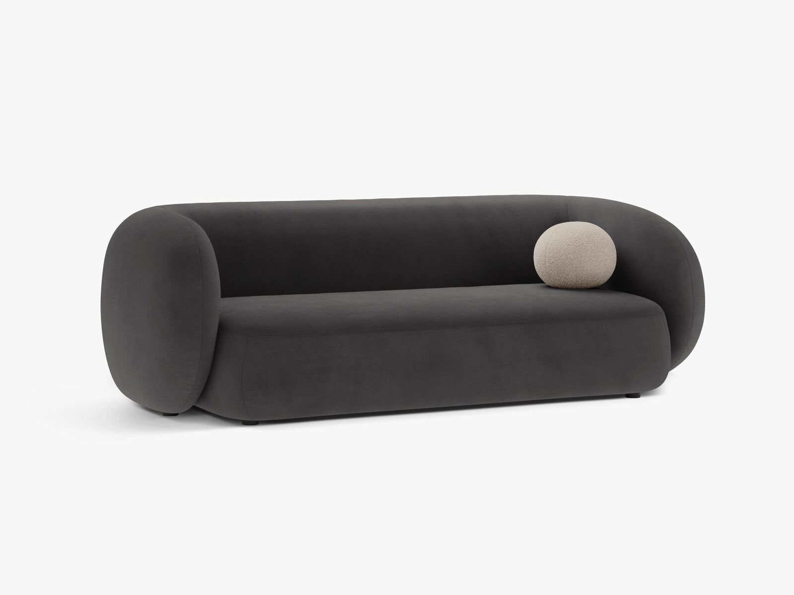 Micadoni Sofa Kate 3-Sitzer Samt Dunkelgrau