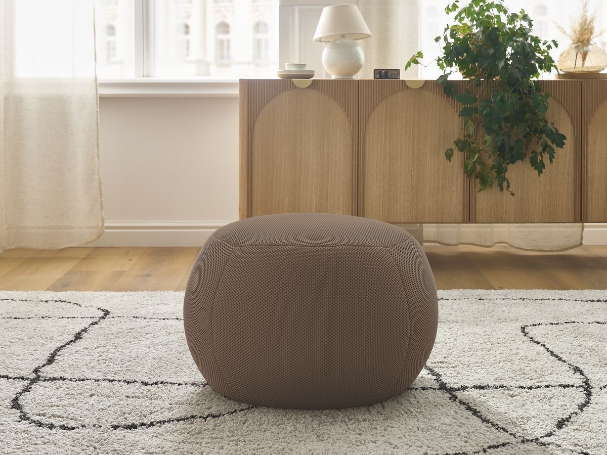 Bobochic Hayden Pouf, rund Mesh-Stoff Braun, 60 cm