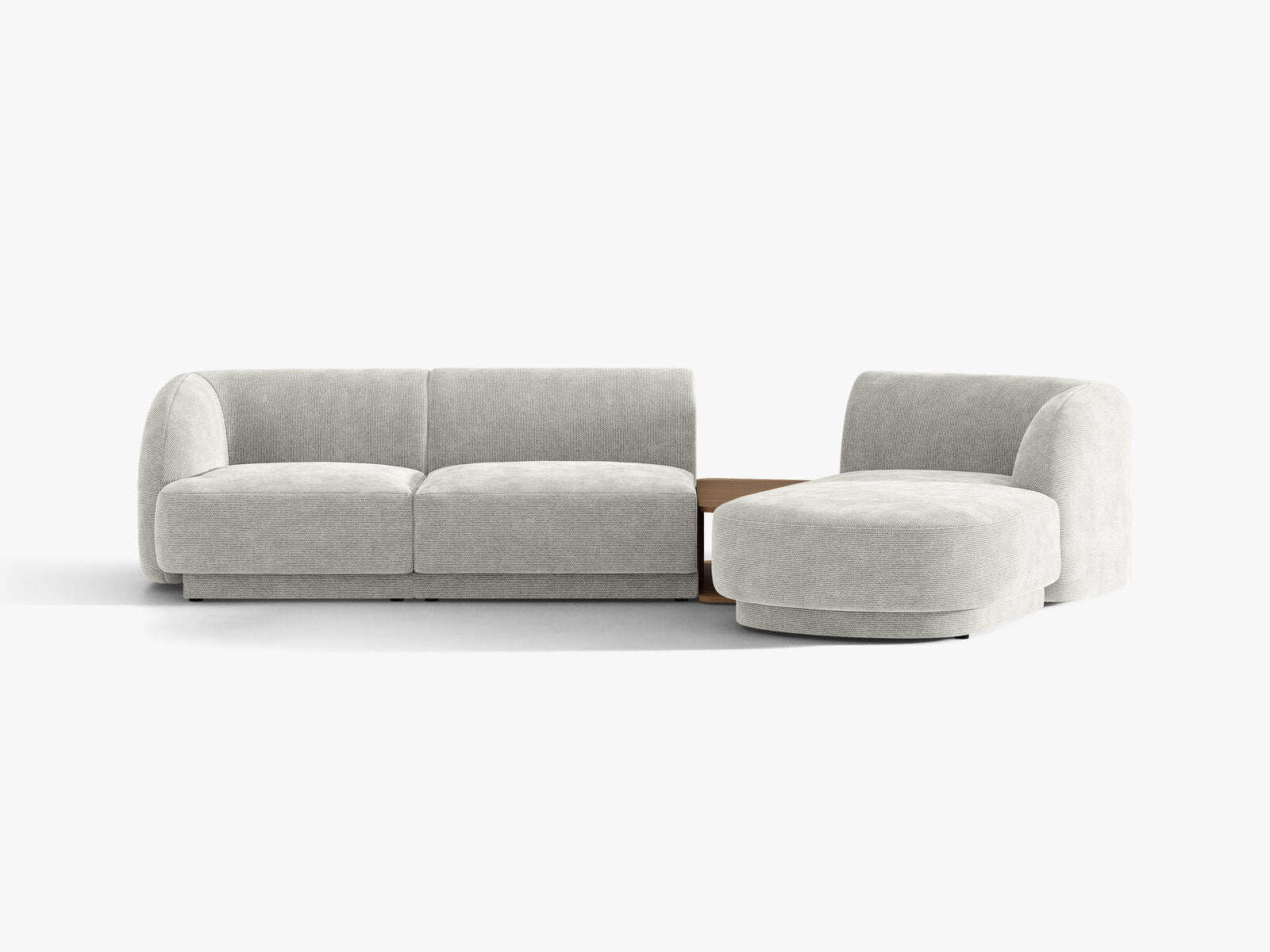 Micadoni Modulares Sofa Miley mit Recamiere 3-Sitzer Rechts Chenille Eden Silber