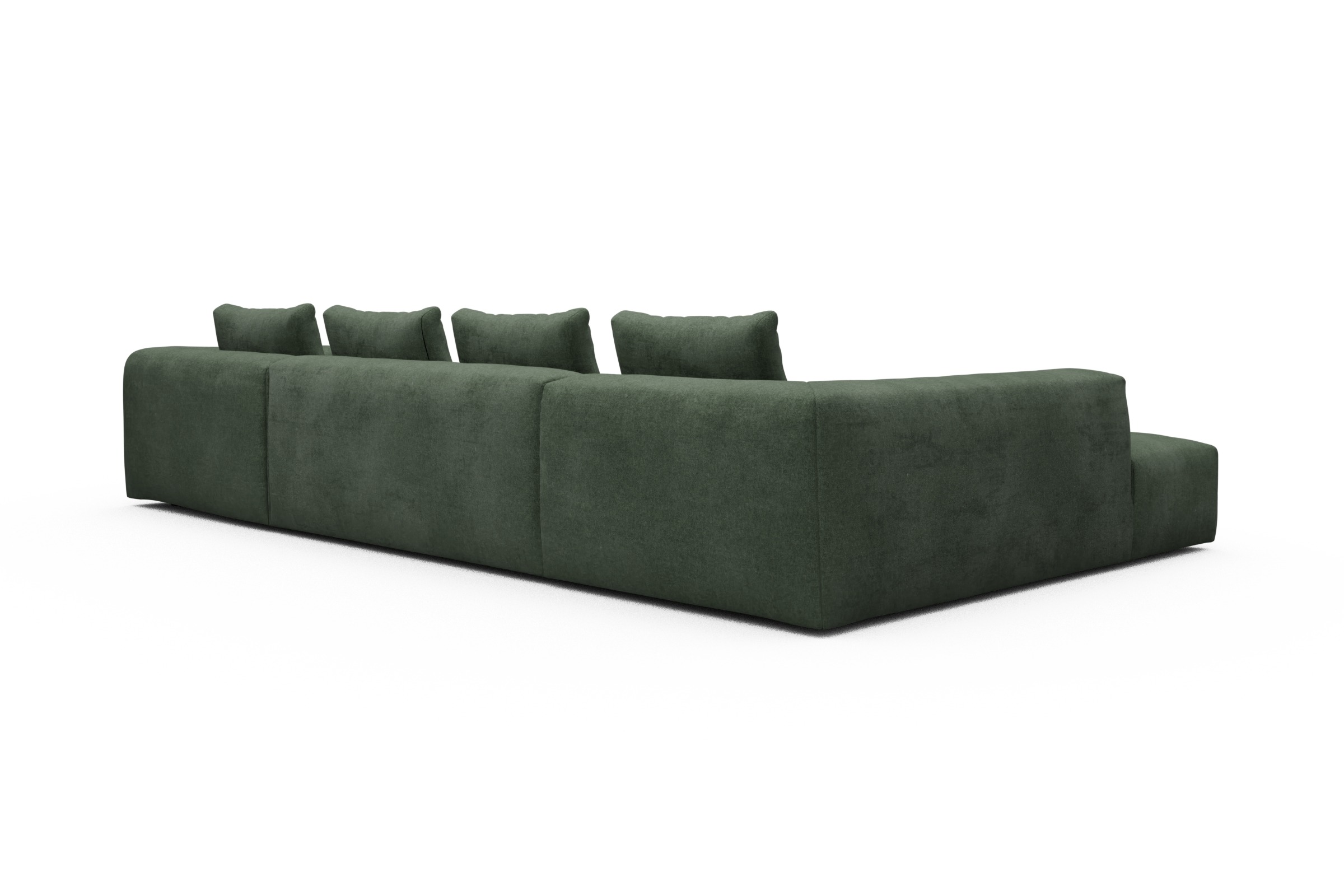 Wohnlandschaft Fred Relax-Ecke links mit 2-Sitzer und Chaiselongue rechts Strukturierter Stoff Casone 498-Forest-Green