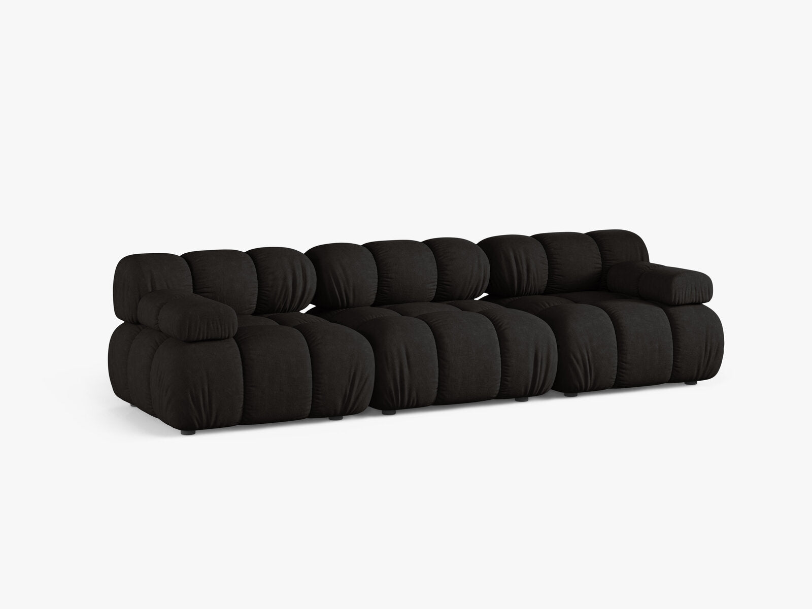Micadoni Modulares Sofa Bellis 3-Sitzer Strukturierter Stoff Liberty Schwarz