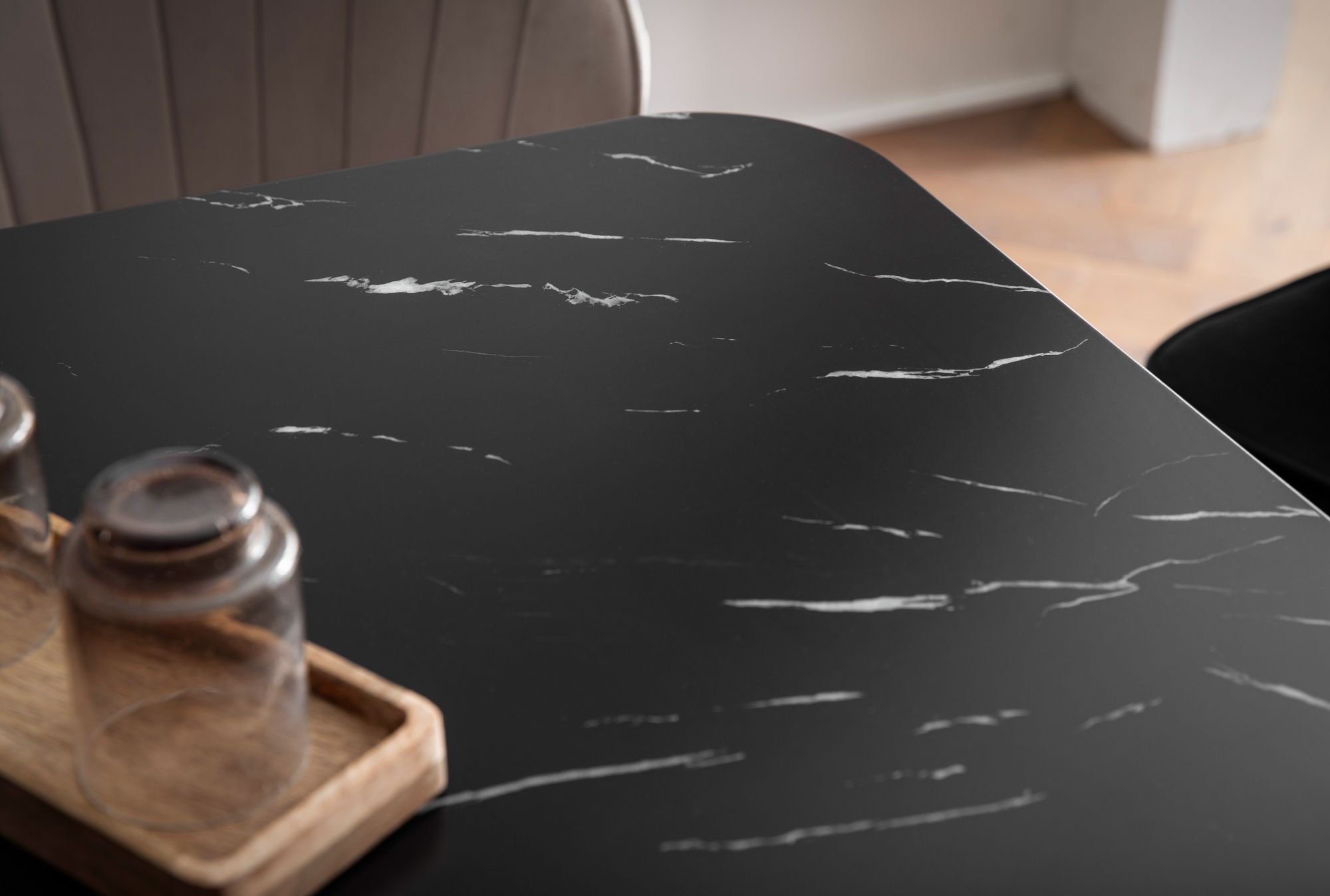 Esstisch Furnes Marmoroptik Schwarz 140 × 80 × 76 cm