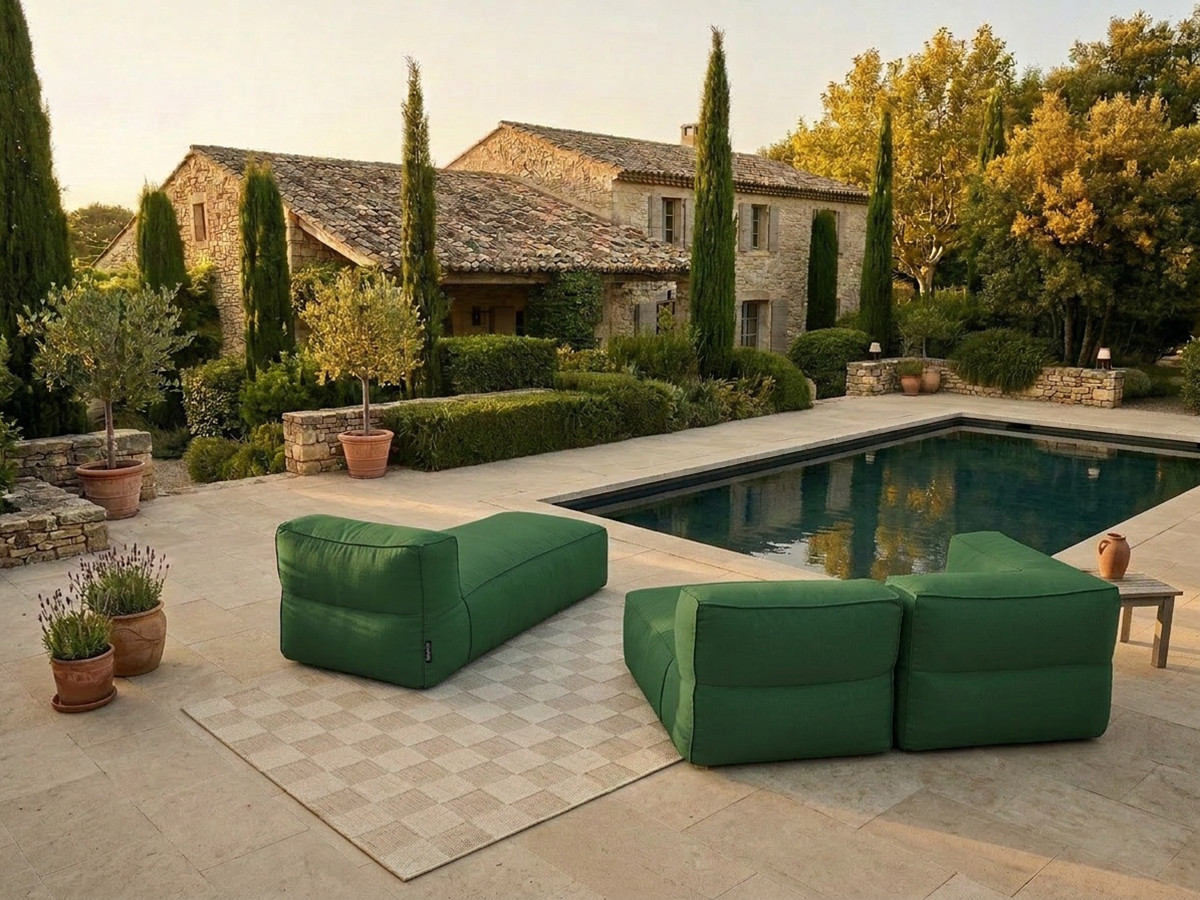 Bobochic Giulia Gartensofa 3-Sitzer 240 × 170 cm Stoff Grün