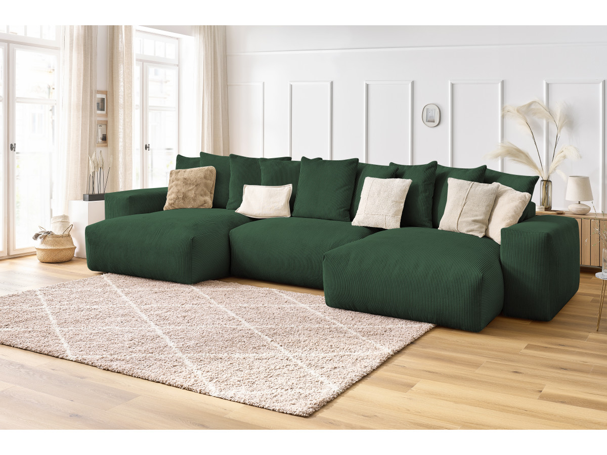 Bobochic Voltaire Wohnlandschaft 420 × 174 cm Cordsamt Grün