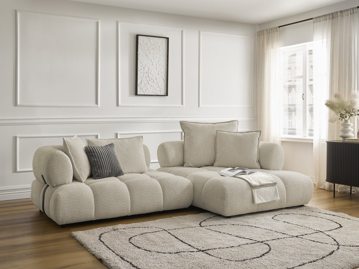 Bobochic Alya Ecksofa Bouclé-Stoff Beige Ecke rechts