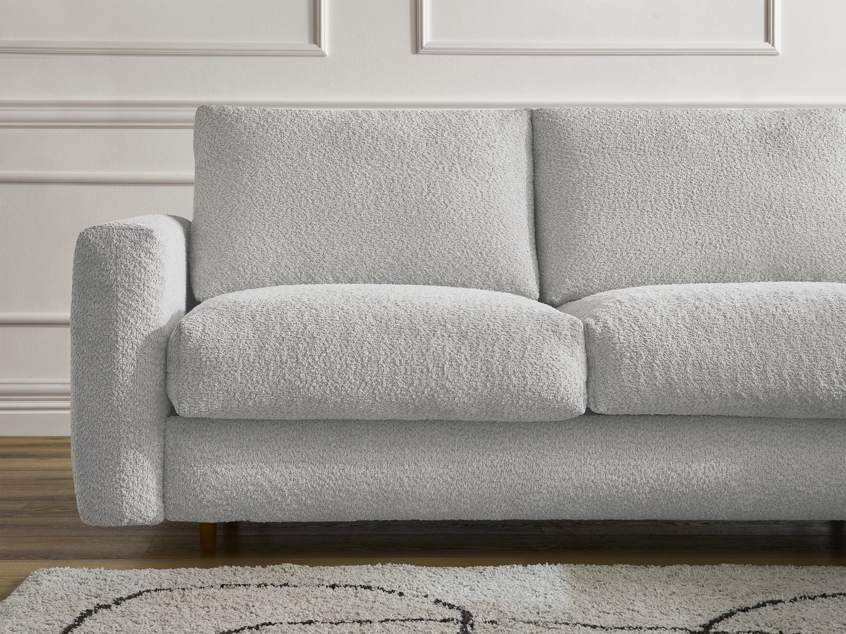 Bobochic Cocoone Schlafsofa 3-Sitzer Bouclé-Stoff Hellgrau, Liegefläche 160 × 200 cm
