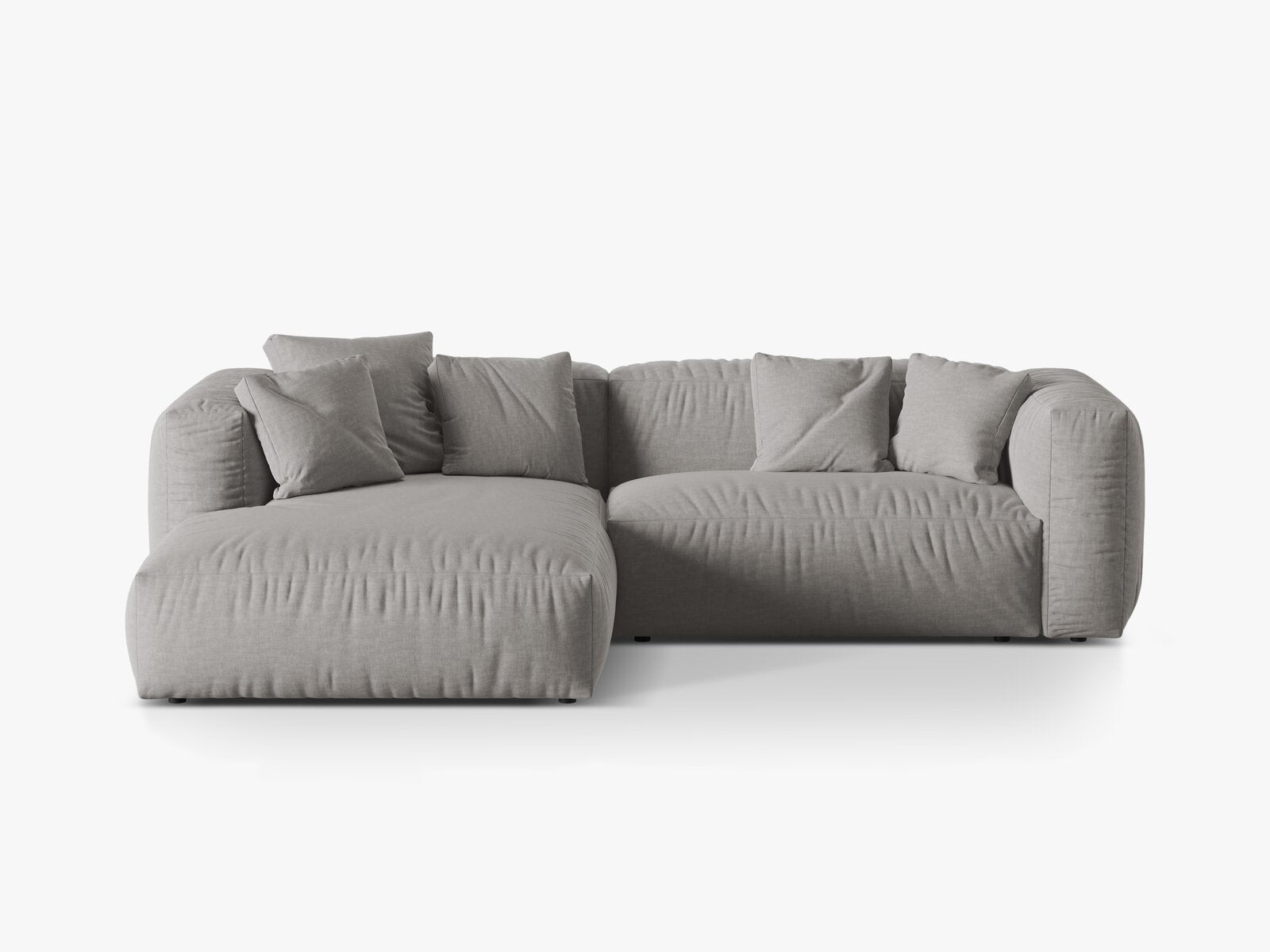 Micadoni Ecksofa Martina 2-Sitzer Links Strukturierter Stoff Boston Hellgrau