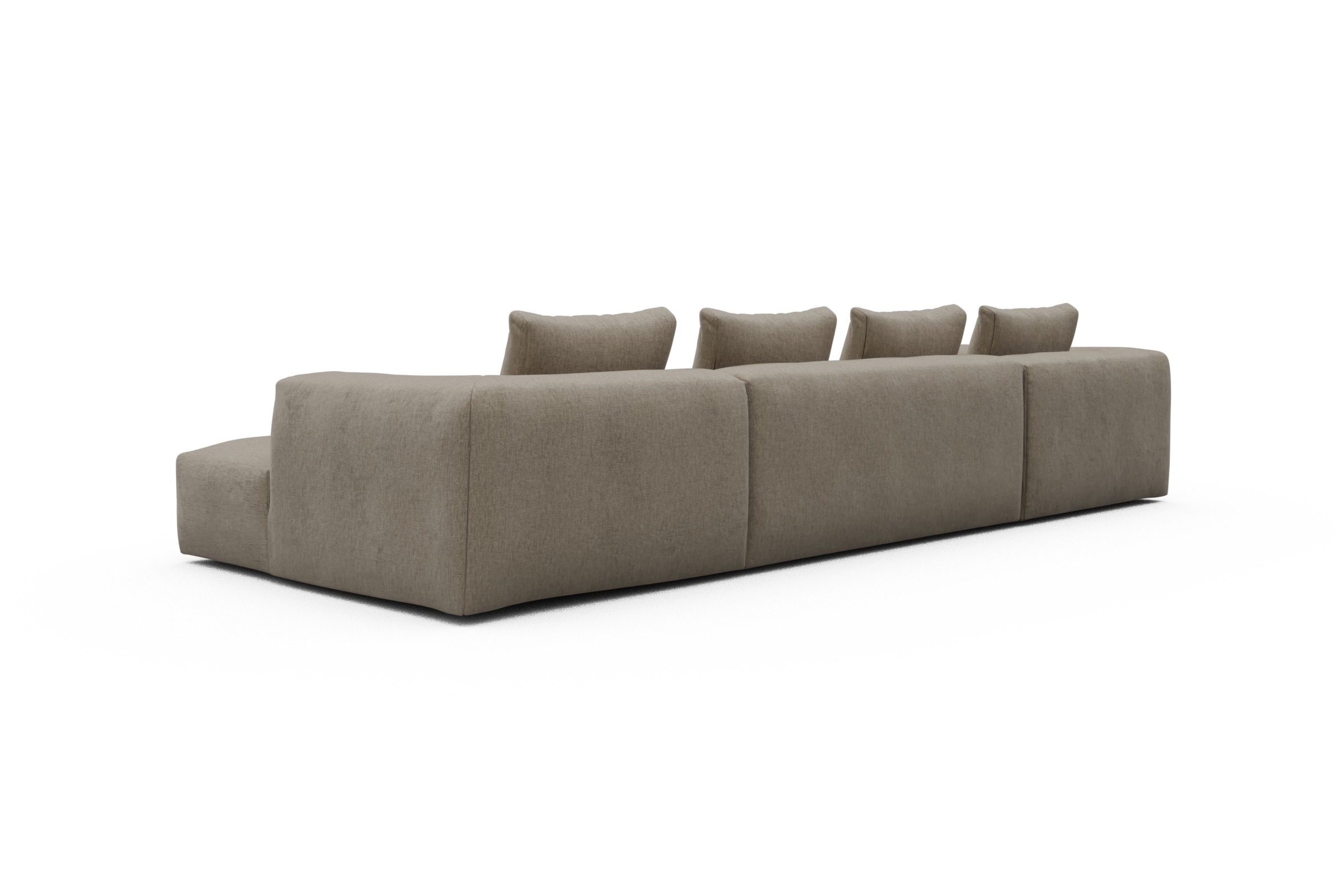 Wohnlandschaft Fred Relax-Ecke links mit 2-Sitzer und Chaiselongue rechts Samt Smooth 810-Beige