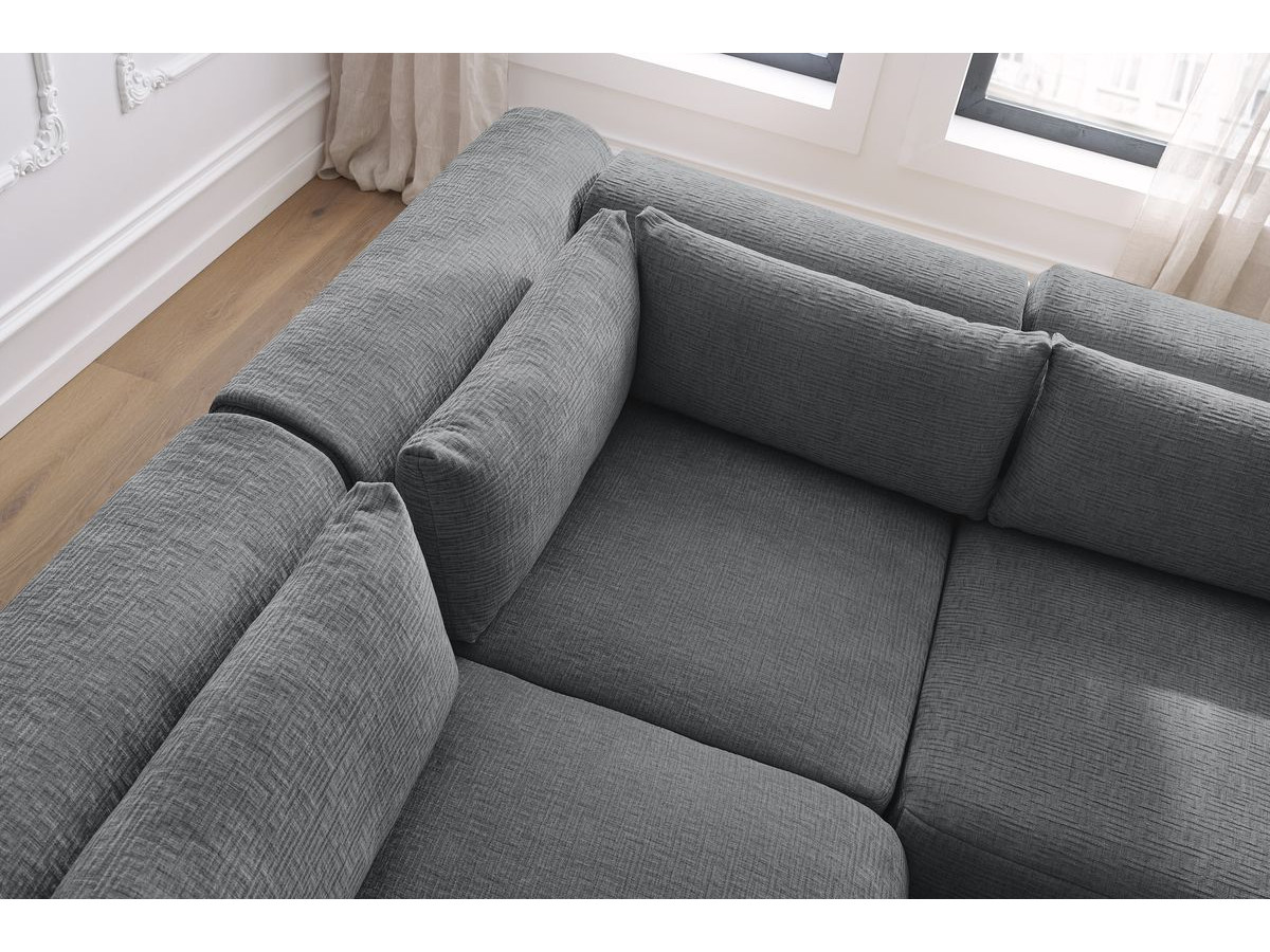 Bobochic Jeanne Ecksofa 271 × 300 cm Strukturstoff Dunkelgrau