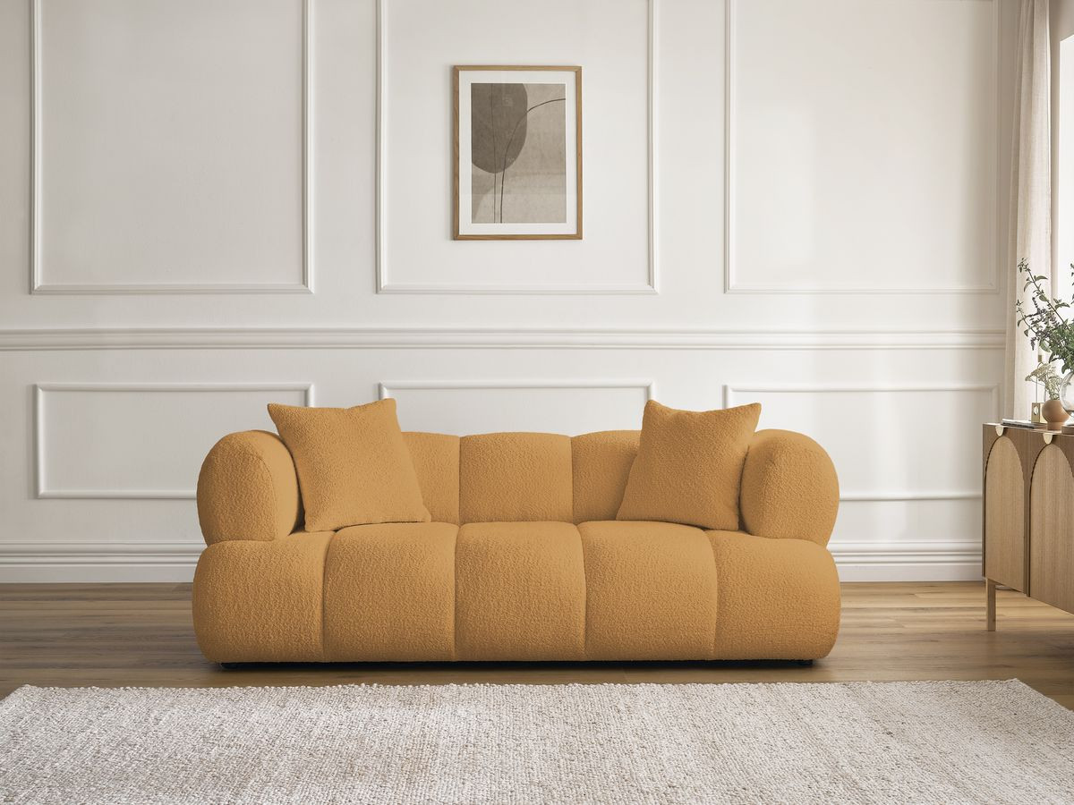 Bobochic Pamira Sofa 2-Sitzer Bouclé-Stoff Gelb