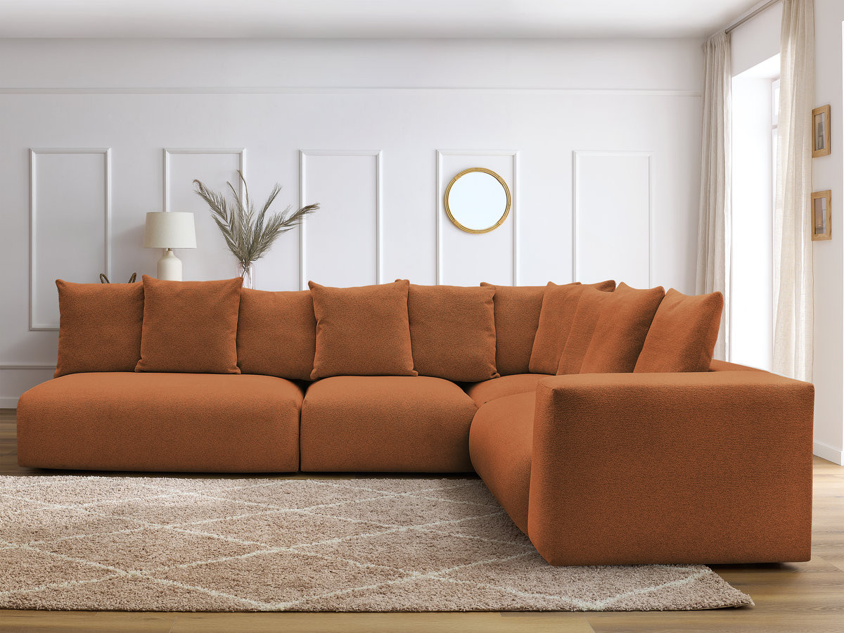Bobochic Voltaire Ecksofa 322 × 268 cm Melange-Stoff Orange Ecke rechts
