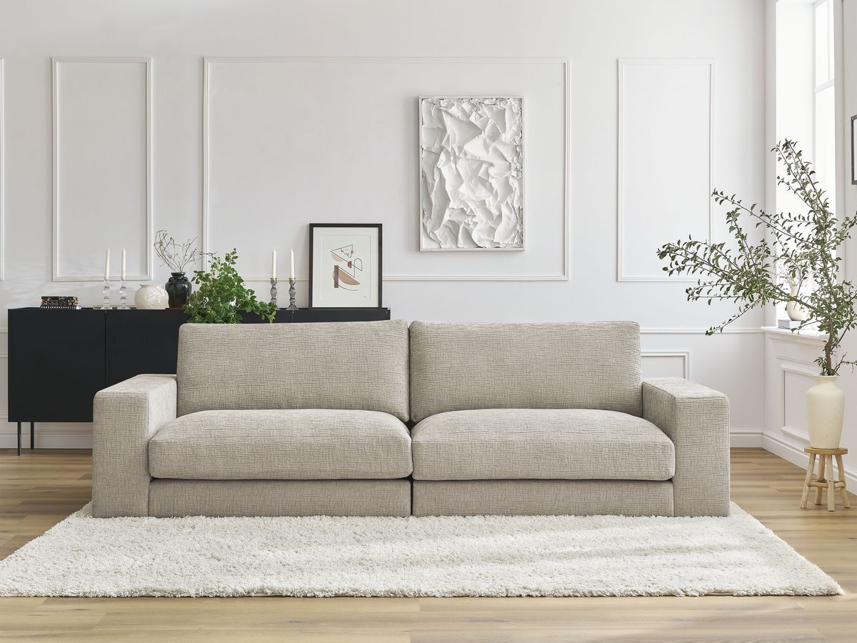 Bobochic Leonard Sofa 3-Sitzer 234 × 109 cm Strukturstoff Beige