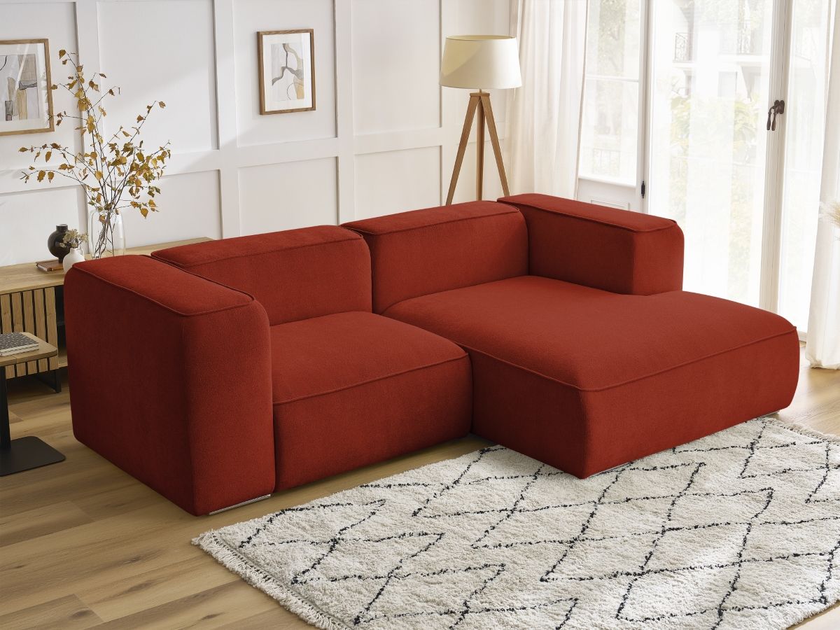 Bobochic Zephyr Ecksofa 260 × 165 cm Strukturstoff Orange Ecke rechts