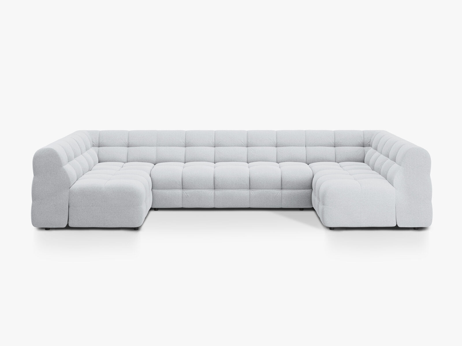 Micadoni Panorama-Sofa Kendal 7-Sitzer Strukturierter Stoff Hellgrau