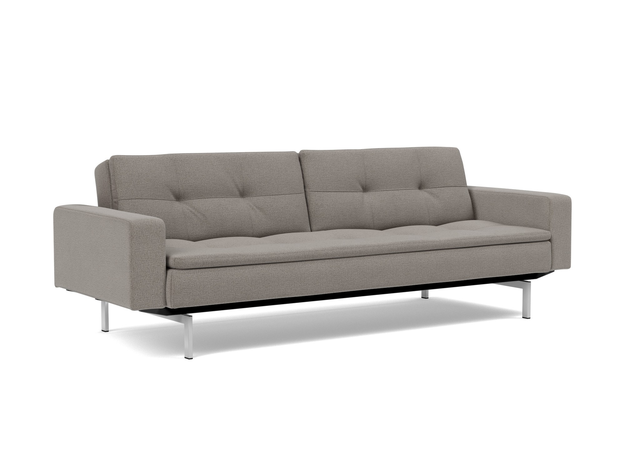 Schlafsofa Dublexo mit Armlehnen Flachgewebe Mixed Dance 521-Grey Beine Chrom