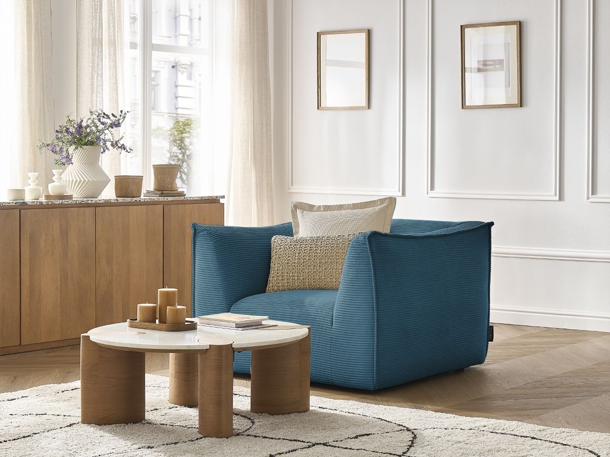 Bobochic Giorgia Sessel Cordsamt Hellblau