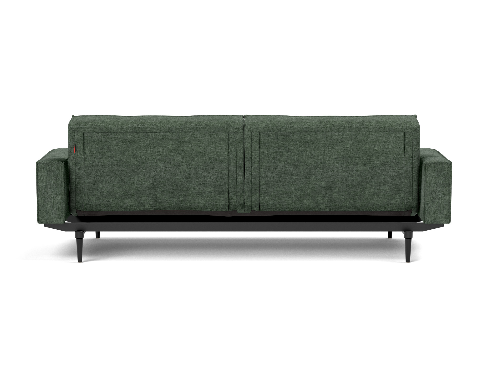 Schlafsofa Splitback mit Armlehnen Flachgewebe Avella 281-Pine-Green Beine Styletto Eiche schwarz