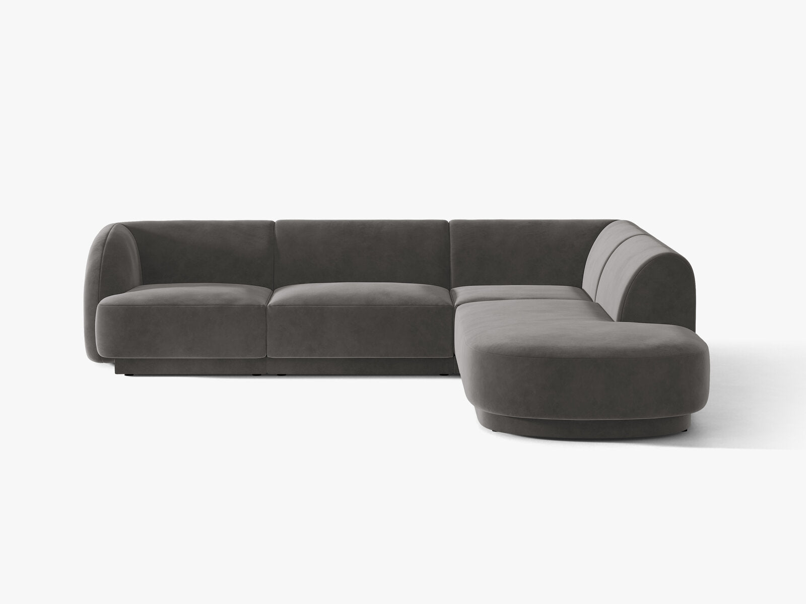 Micadoni Ecksofa Miley 6-Sitzer Samt Venus Grau Rechts