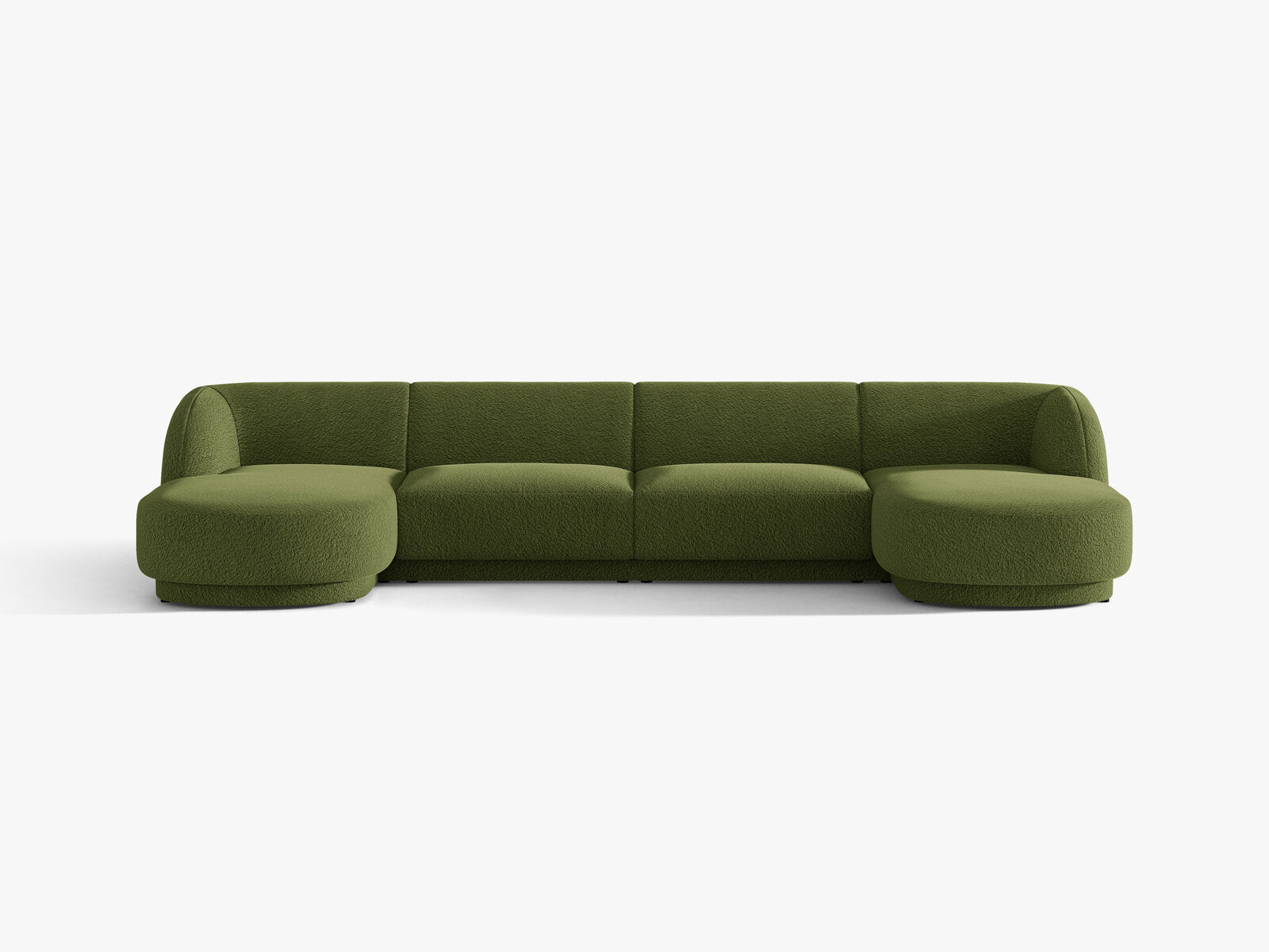 Micadoni Panorama-Sofa Miley 5-Sitzer Boucle Baloo Dunkel-Olivgrün