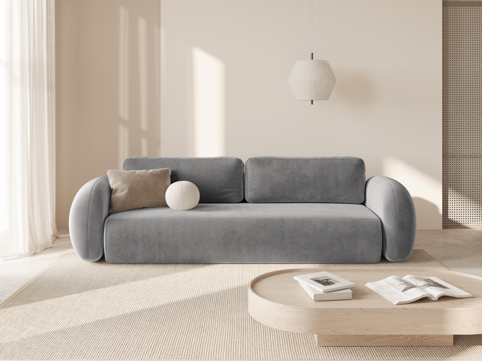 Cosmopolitan Design Schlafsofa Tonale 3-Sitzer mit Bettkasten Samt Magic Velvet Taupe