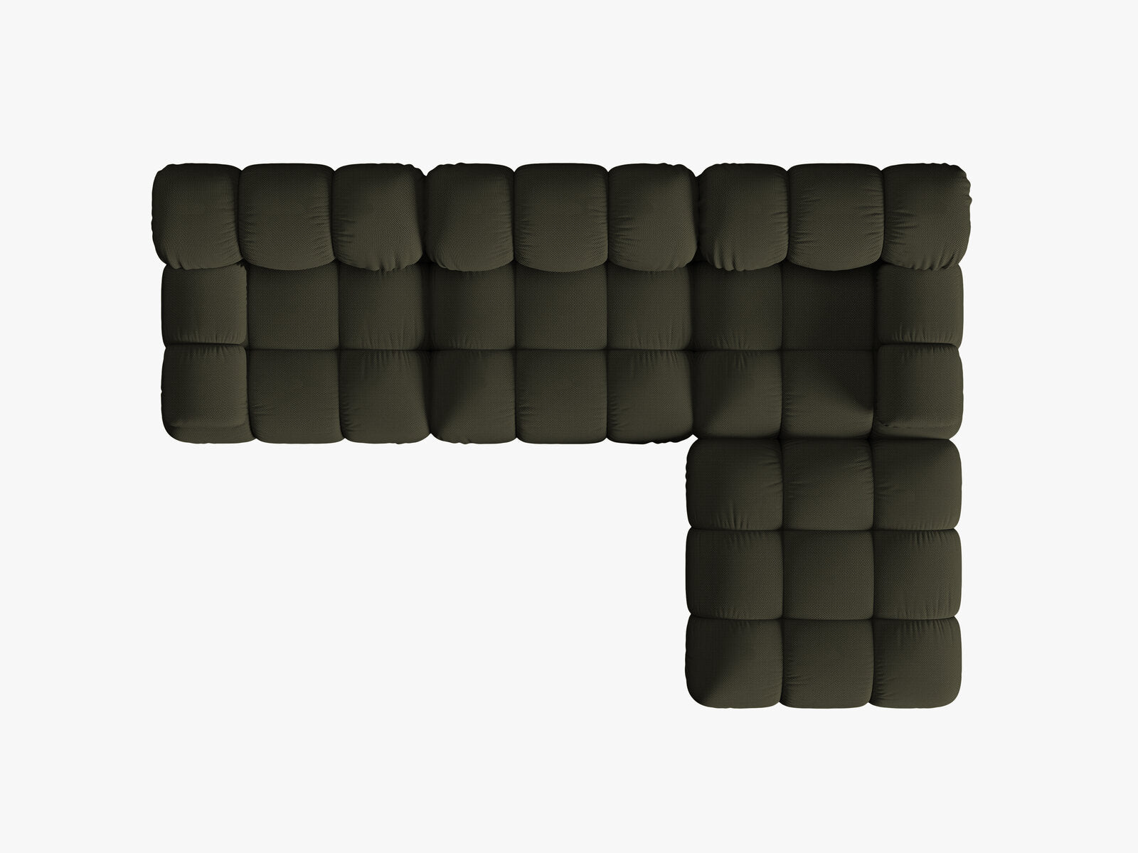 Micadoni Modulares Sofa Bellis 4-Sitzer mit flachem Modul 3D-Stoff Sonic Amazonas Grün