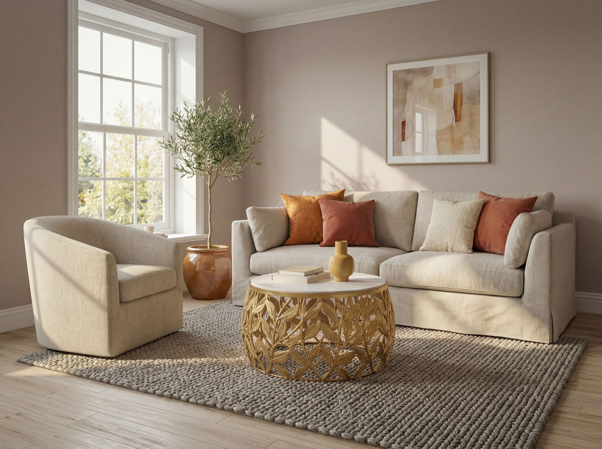 Couchtisch Sandane Marmor Gold Höhe 33 cm