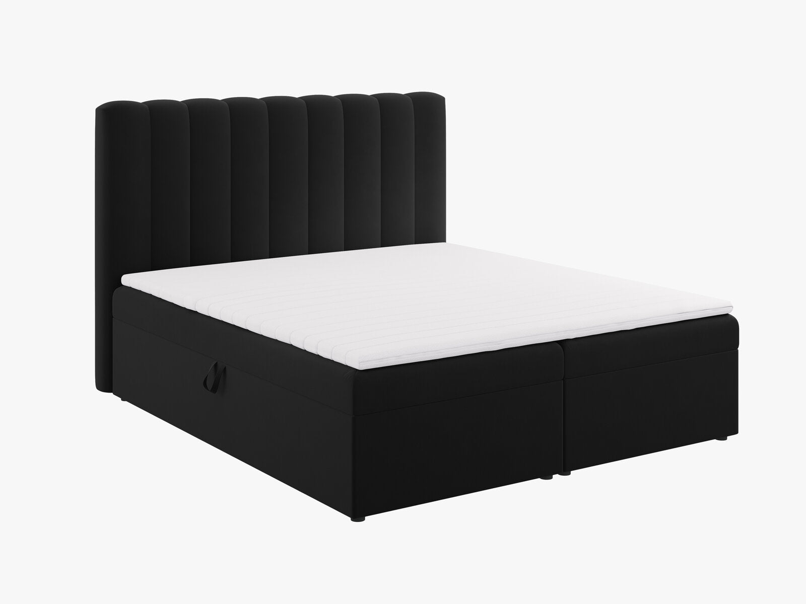 Micadoni Boxspringbett Kelp Samt Schwarz 180x200