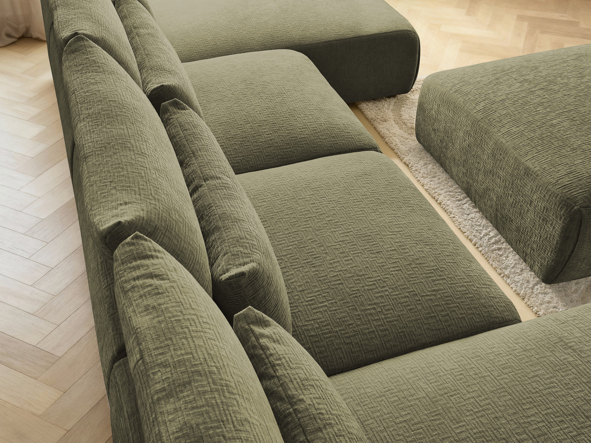 Bobochic Jana Wohnlandschaft mit großem Pouf Strukturstoff Grün